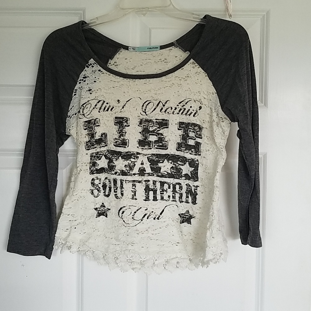 Grey and off white blouse